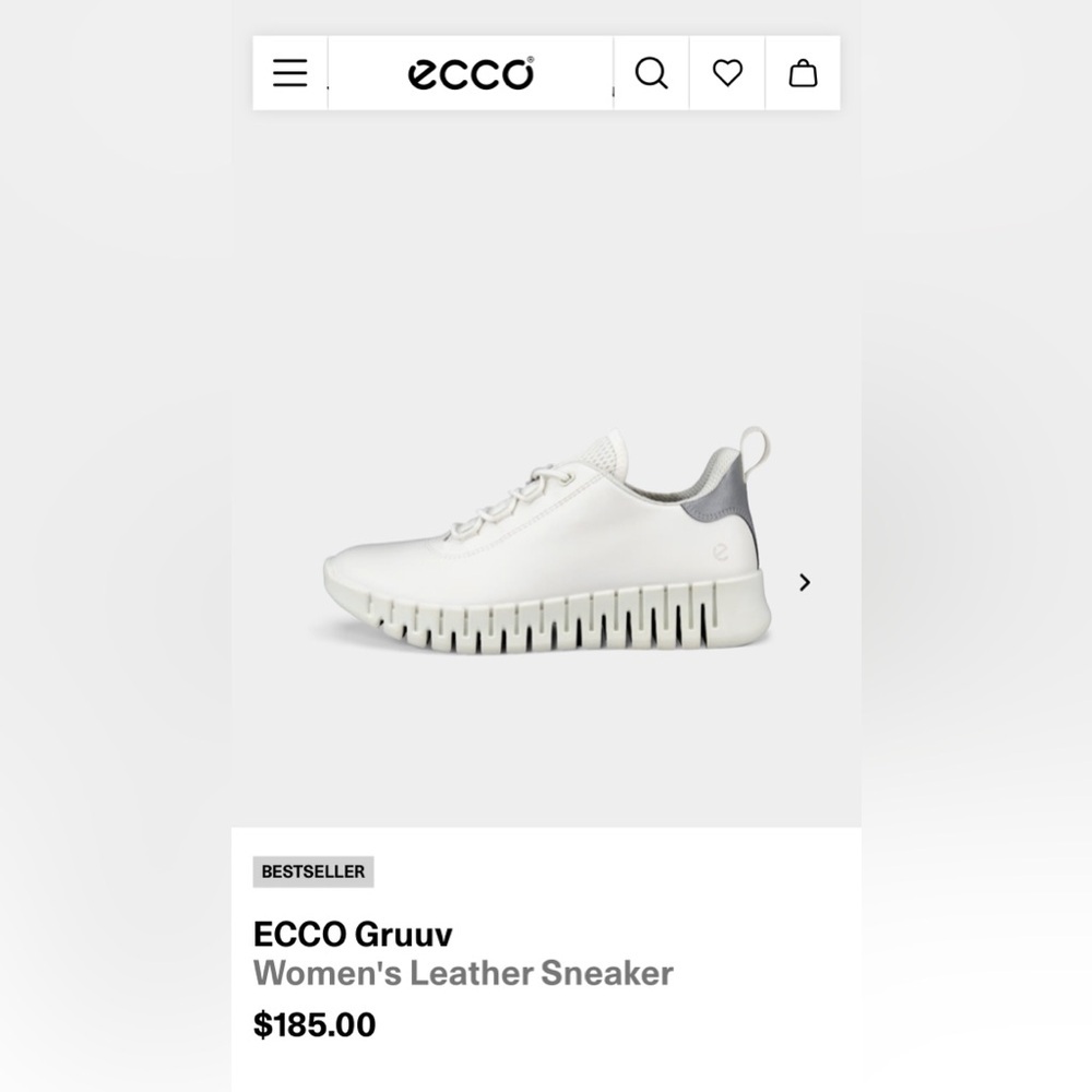 ECCO Gruuv Women's Leather Sneaker - white. 
Size 9/9.5 euro 40 EXCELLENT cond - Picture 8 of 8
